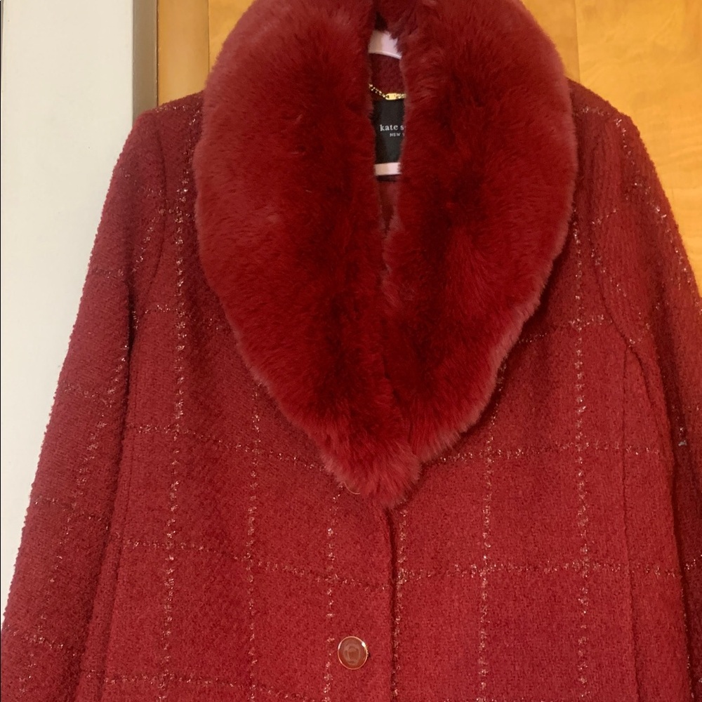 kate spade Red coat with sparkle - Picture 3 of 14